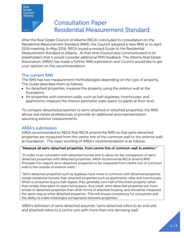Residential Measurement Standard