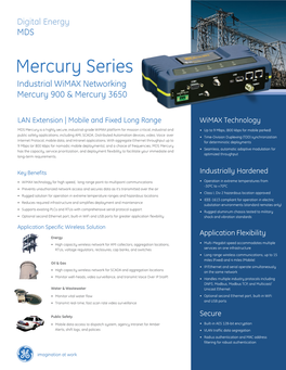 Mercury Series Industrial Wimax Networking Mercury 900 & Mercury 3650