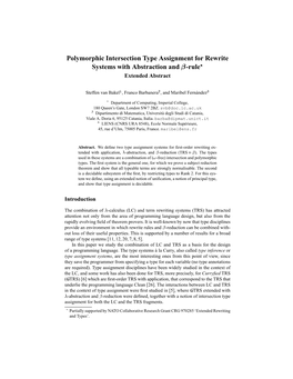 Polymorphic Intersection Type Assignment for Rewrite Systems with Abstraction and -Rule Extended Abstract