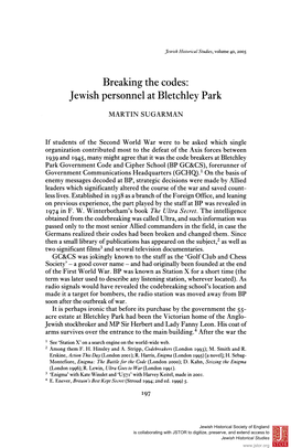 Breaking the Codes: Jewish Personnel at Bletchley Park