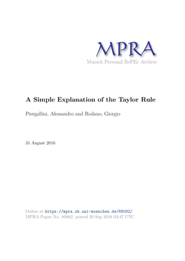 A Simple Explanation of the Taylor Rule