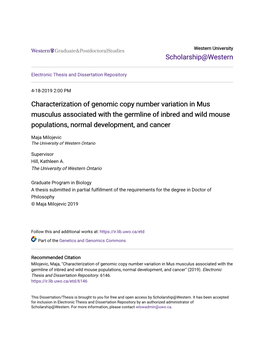 Characterization of Genomic Copy Number Variation in Mus Musculus Associated with the Germline of Inbred and Wild Mouse Populations, Normal Development, and Cancer