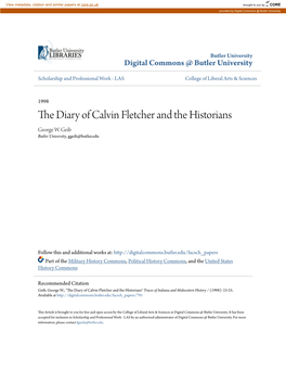 The Diary of Calvin Fletcher and the Historians George W