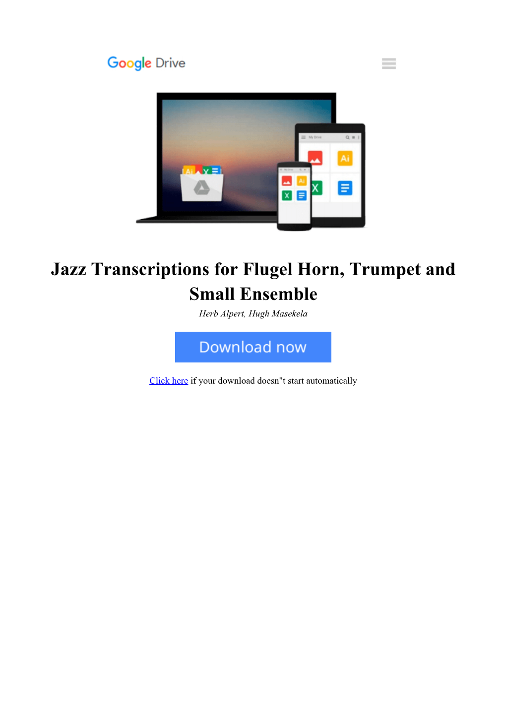 Jazz Transcriptions for Flugel Horn, Trumpet and Small Ensemble by Herb Alpert, Hugh Masekela for Online Ebook