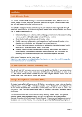 Babergh and Mid Suffolk District Councils Joint Homes and Housing Strategy Local Context