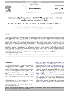 Valerenic Acid Potentiates and Inhibits GABAA Receptors: Molecular Mechanism and Subunit Speciﬁcity