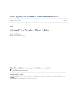 A Novel New Species of Syncephalis Richard K