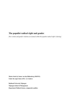 The Populist Radical Right and Gender How Women and Gender Relations Are Framed Within the Populist Radical Right’S Ideology