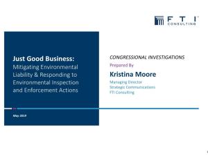 Kristina Moore Environmental Inspection Managing Director Strategic Communications and Enforcement Actions FTI Consulting