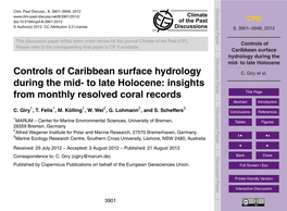 Controls of Caribbean Surface Hydrology During the Mid- to Late Holocene