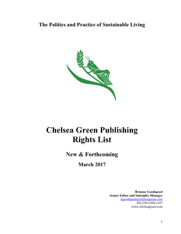 Chelsea Green Publishing Rights List