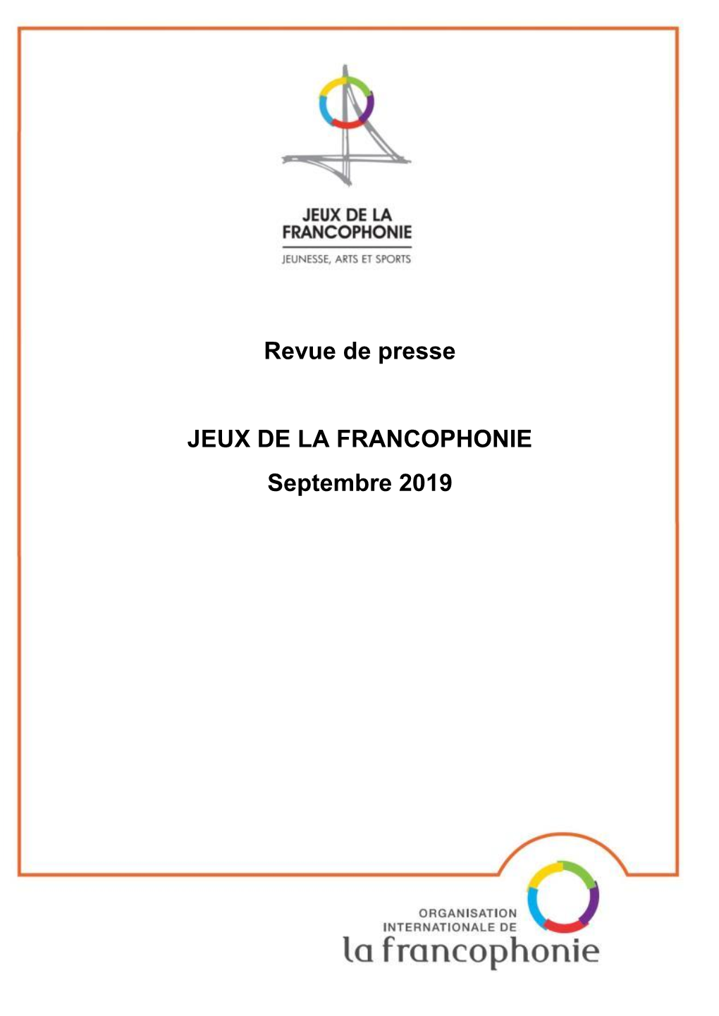 Revue De Presse JEUX DE LA FRANCOPHONIE Septembre 2019
