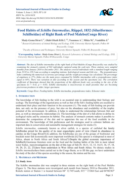 Food Habits of Schilbe Intermedius, Rüppel, 1832 (Siluriformes: Schilbeidae) of Right Bank of Pool Malebo(Congo River)
