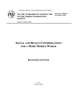 Social and Human Considerations for a More Mobile World (2004)