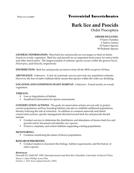 Bark Lice and Psocids Order Psocoptera