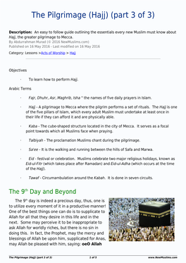 The Pilgrimage (Hajj) (Part 3 of 3)