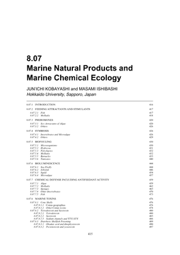 Marine Natural Products and Marine Chemical Ecology 8.07