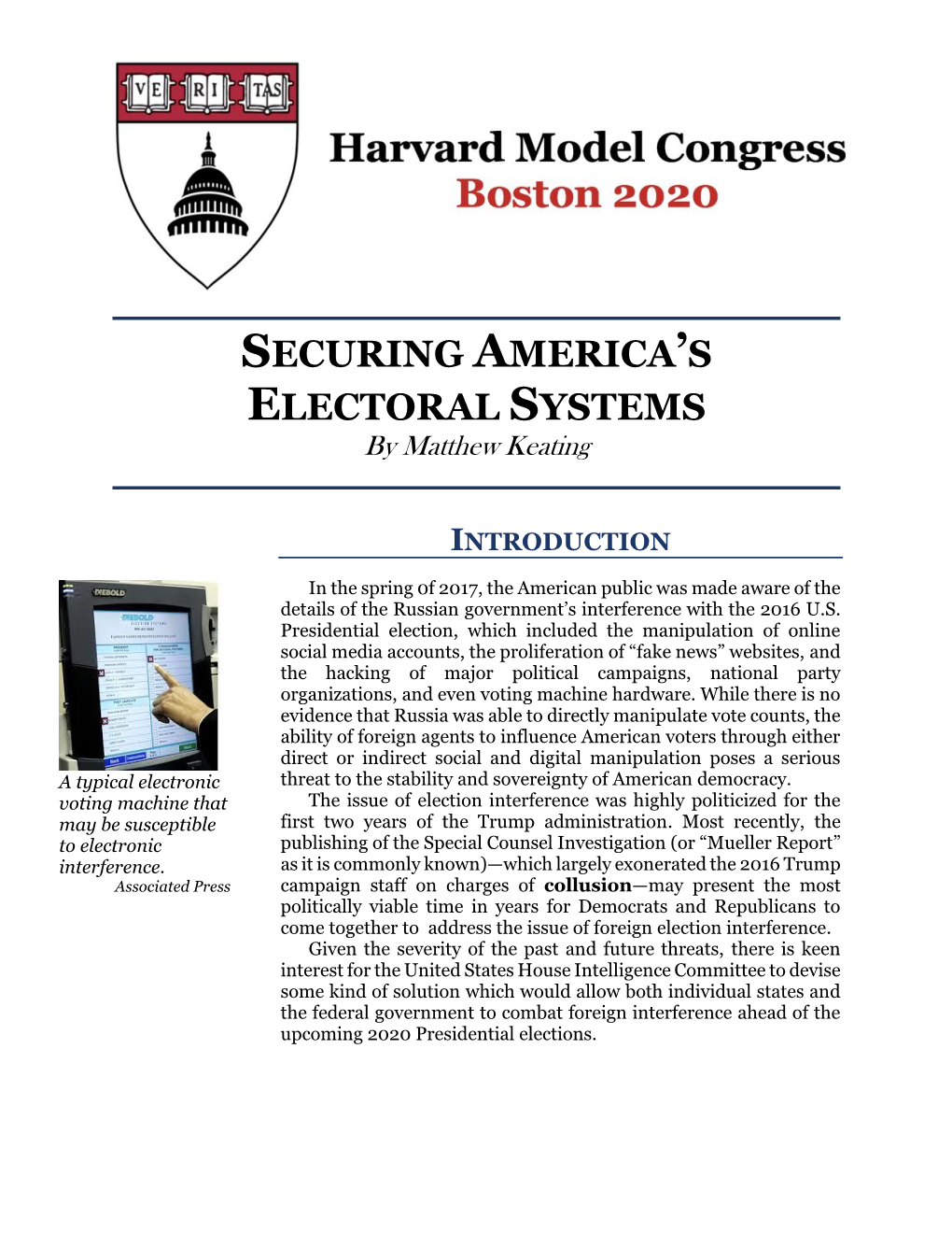 Securing America's Electoral Systems