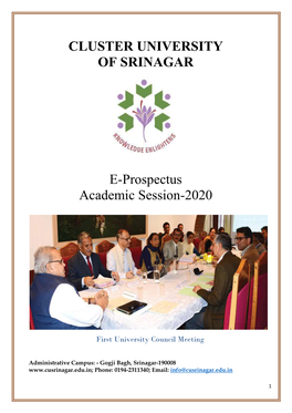 CLUSTER UNIVERSITY of SRINAGAR E-Prospectus Academic Session-2020