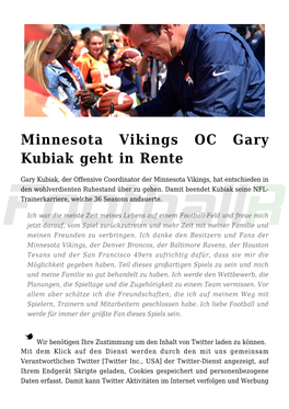 Minnesota Vikings OC Gary Kubiak Geht in Rente
