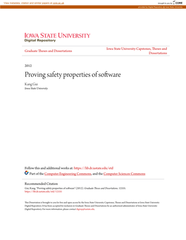 Proving Safety Properties of Software Kang Gui Iowa State University