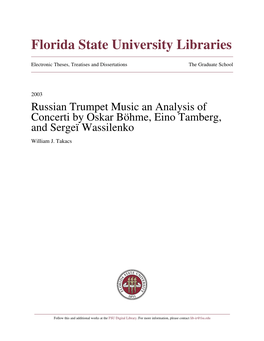 Russian Trumpet Music Â•Fi an Analysis of Concerti by Oskar