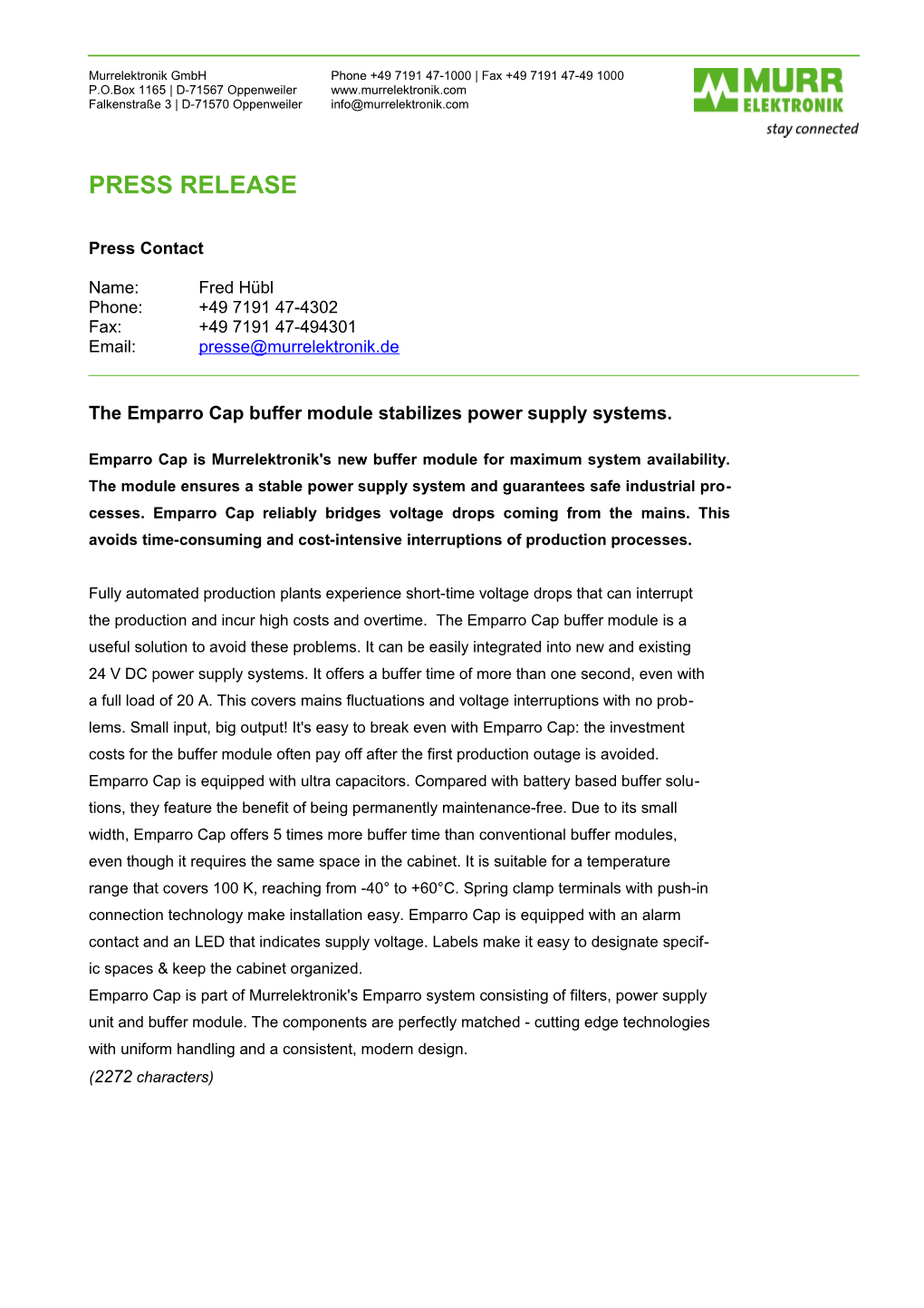 The Emparro Cap Buffer Module Stabilizes Power Supply Systems