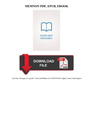 PDF Download Memnon Ebook Free Download