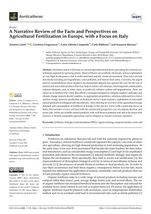 A Narrative Review of the Facts and Perspectives on Agricultural Fertilization in Europe, with a Focus on Italy