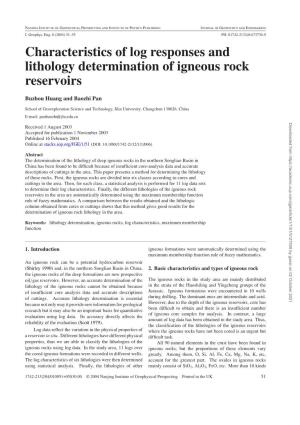 Characteristics of Log Responses and Lithology Determination of Igneous Rock Reservoirs