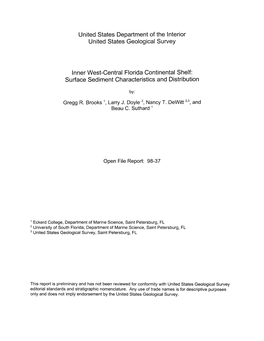 Surface Sediment Characteristics and Distribution