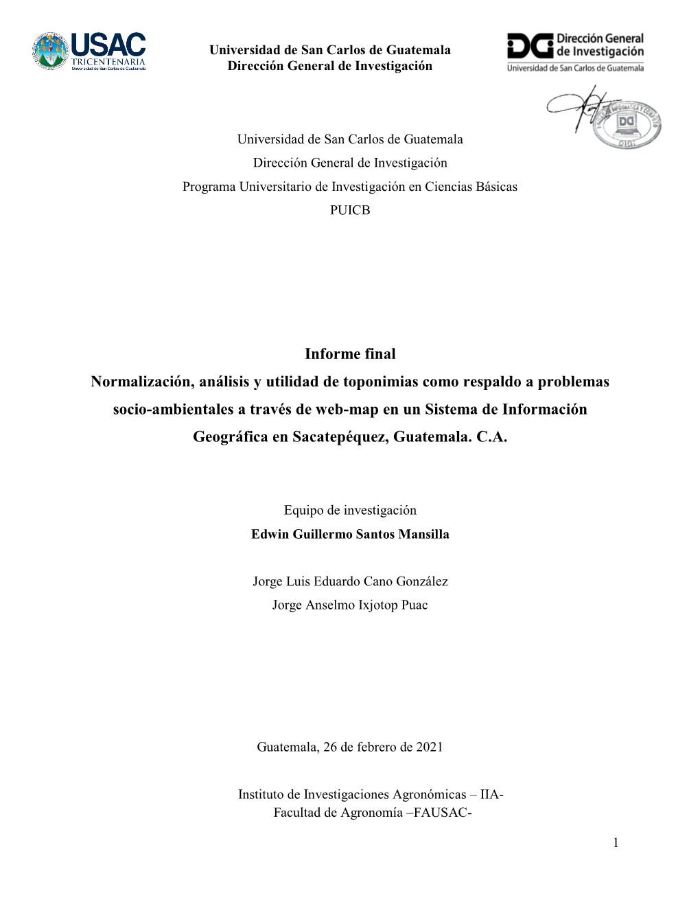 Informe Final Normalización, Análisis Y Utilidad De Toponimias