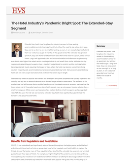 The Hotel Industry's Pandemic Bright Spot: the Extended-Stay Segment