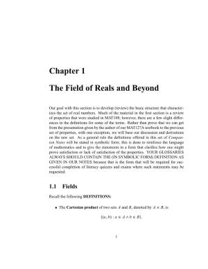 Chapter 1 the Field of Reals and Beyond