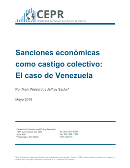 Sanciones Económicas Como Castigo Colectivo: El Caso De Venezuela