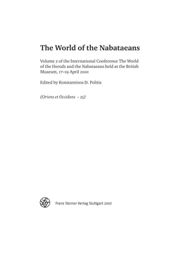 The World of the Nabataeans