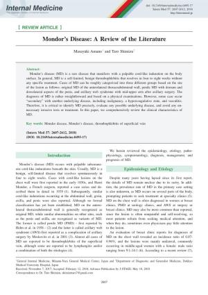 Mondor's Disease: a Review of the Literature