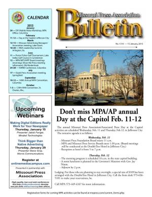 Don't Miss MPA/AP Annual Day at the Capitol Feb. 11-12