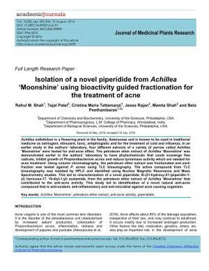 Isolation of a Novel Piperidide from Achillea 'Moonshine'
