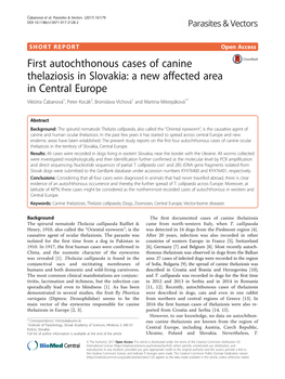 First Autochthonous Cases of Canine Thelaziosis in Slovakia