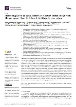 Promoting Effect of Basic Fibroblast Growth Factor in Synovial Mesenchymal Stem Cell-Based Cartilage Regeneration