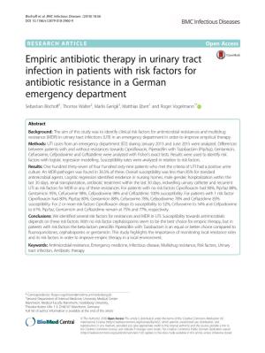 Empiric Antibiotic Therapy in Urinary Tract Infection in Patients with Risk