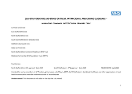 2019 Staffordshire and Stoke-On-Trent Antimicrobial Prescribing Guidelines –