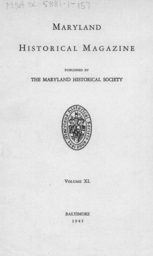 Maryland Historical Magazine, 1945, Volume 40, Issue No. 1