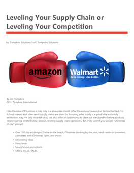 Leveling Your Supply Chain Or Leveling Your Competition