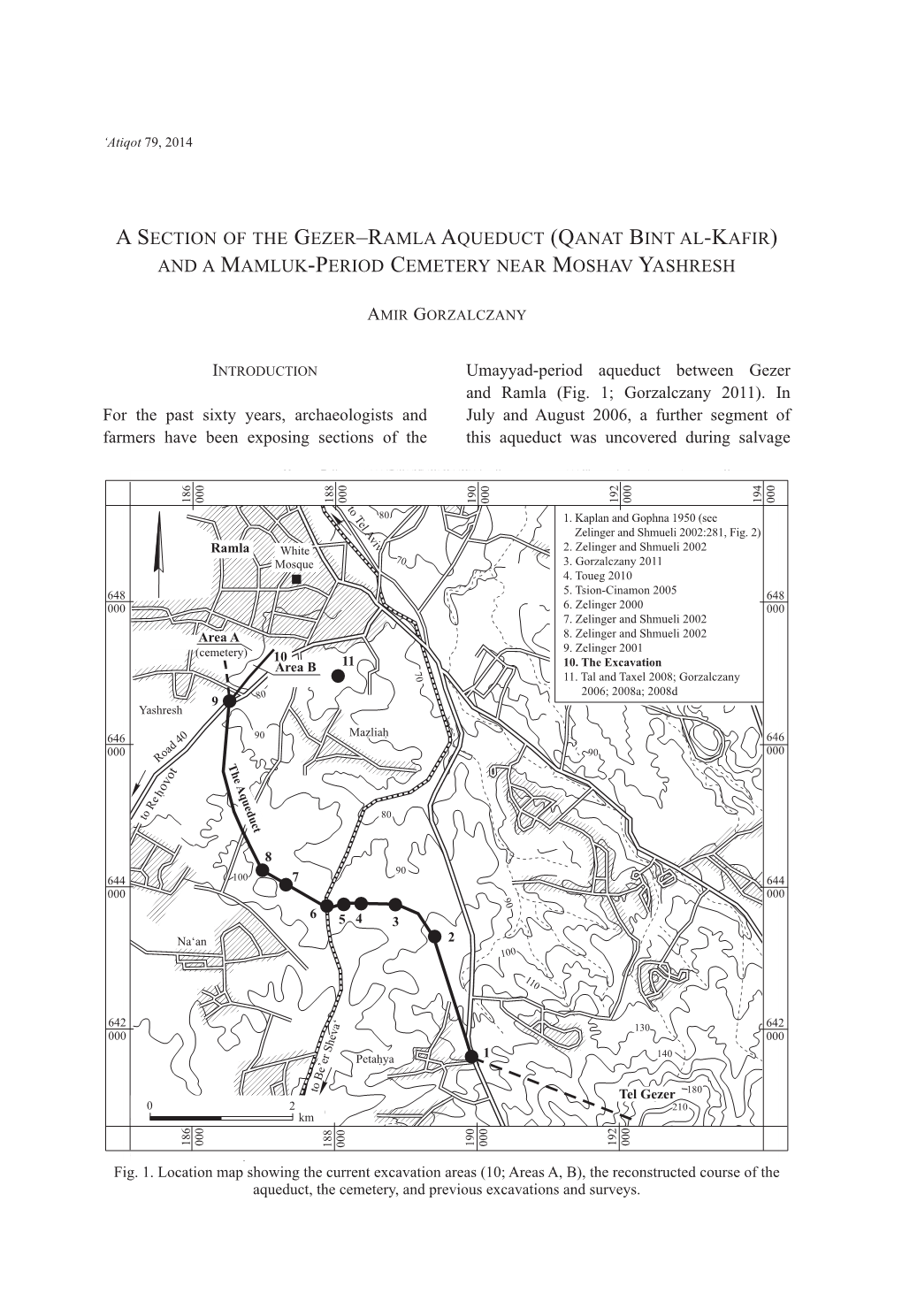 A Section of the Gezer–Ramla Aqueduct (Qanat Bint Al-Kafir) and a Mamluk-Period Cemetery Near Moshav Yashresh