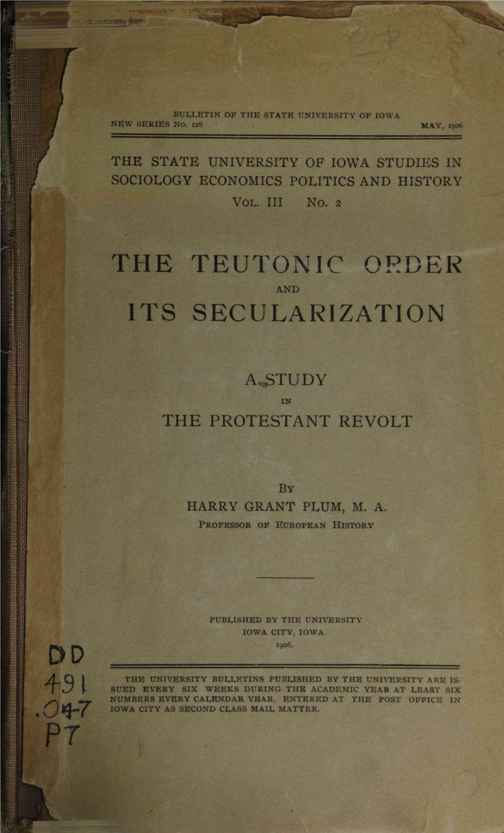 The Teutonic Order Its Secularization