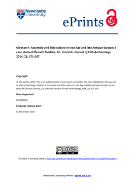A Case Study of Óenach Clochair, Co. Limerick. Journal of Irish Archaeology 2014, 23, 171-187