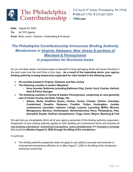 The Philadelphia Contributionship Announces Binding Authority