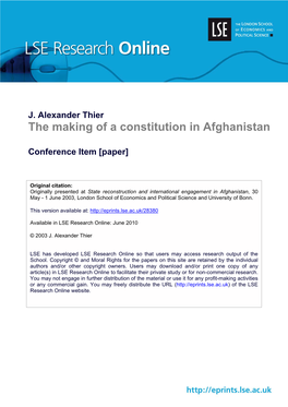 The Making of a Constitution in Afghanistan